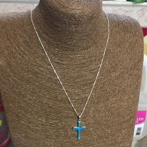 18” 925 Sterling Silver Box Chain With 925 Cross